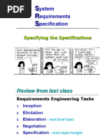 Ystem Equirements Pecification: Specifying The Specifications