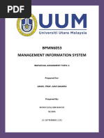 BPMN6053 Management Information System: Individual Assignment Topic 1