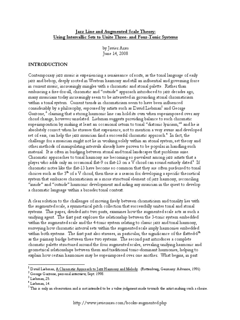 Jazz Line and Augmented Scale Theory: Using Intervallic Sets To Unite ...