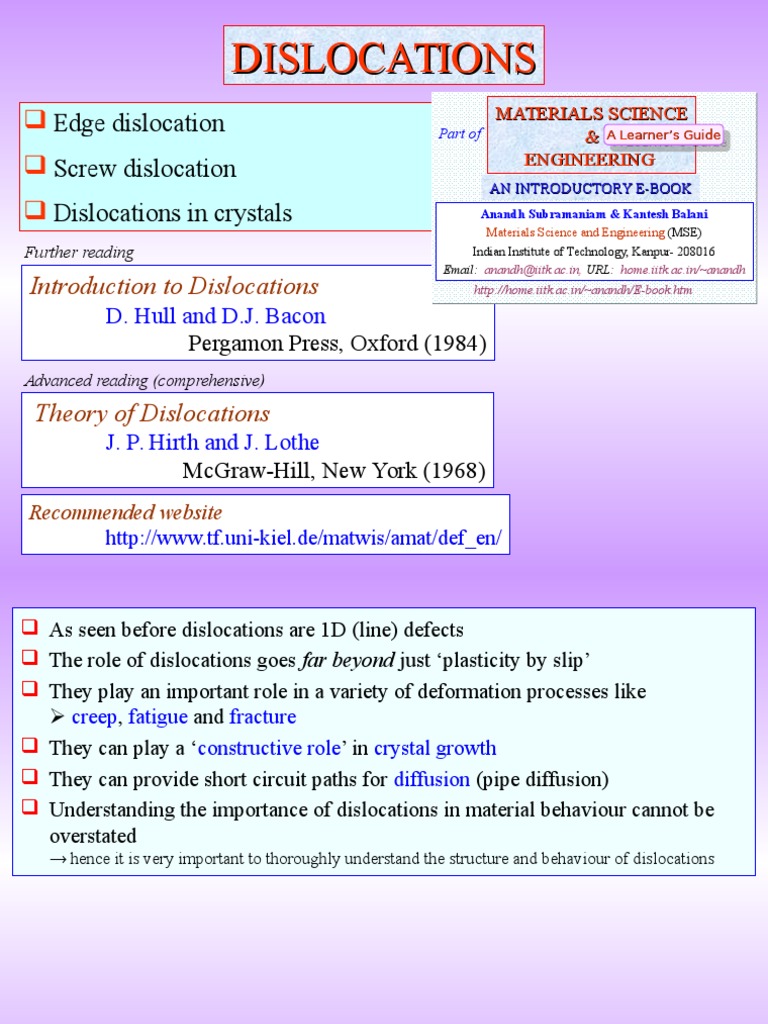 Understanding Dislocations in Materials | PDF | Dislocation ...