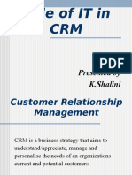 Role of IT in CRM: Presented by K.Shalini