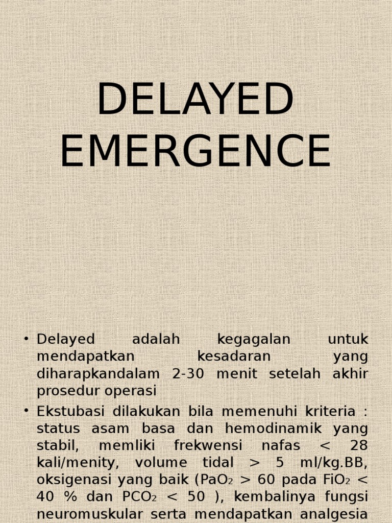 Delayed Emergence PDF
