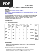 Biology 11 Unit 12 Assignment 1 Classifying Arthropods Virtual Lab