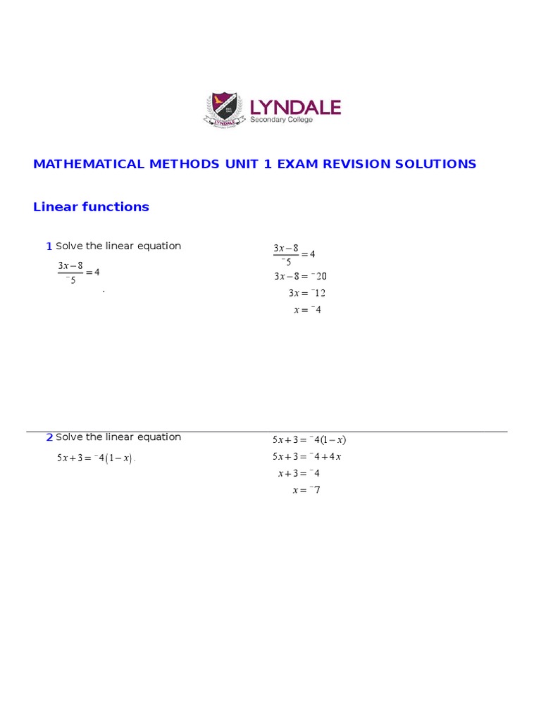 2015 Unit 1 Exam Revision Solutions  Polynomial 