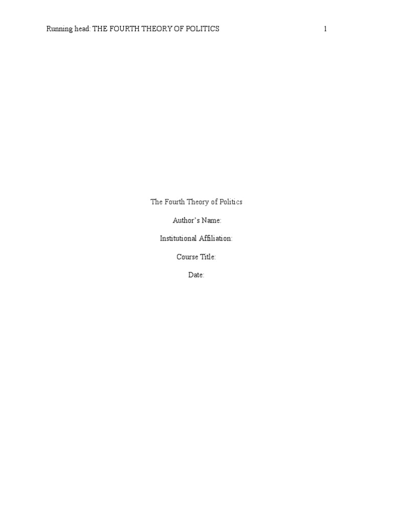The Fourth Theory of Politics | PDF | Ideologies | Political Philosophy