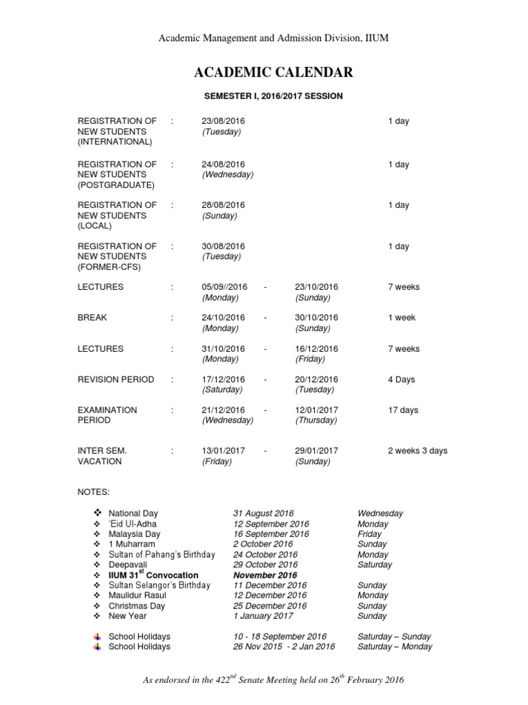 Academic Calendar 20162017 PDF