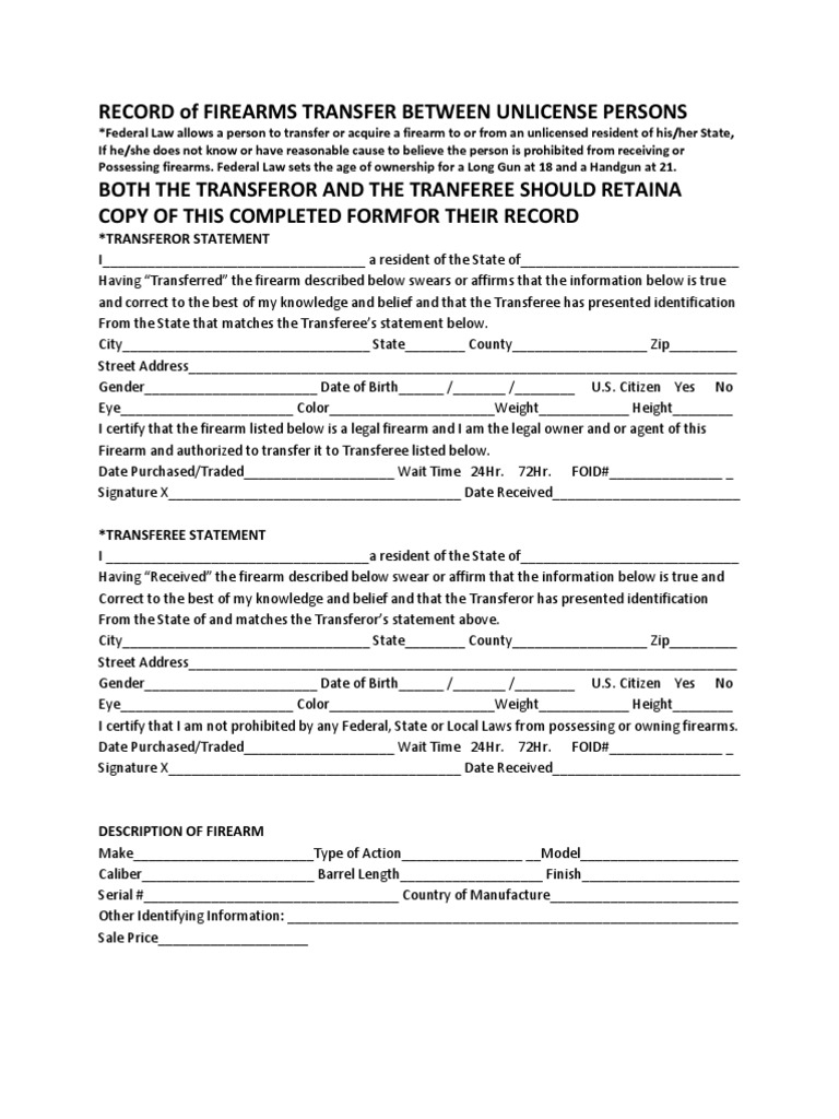 Firearm Paperwork Gun Politics Firearm Laws