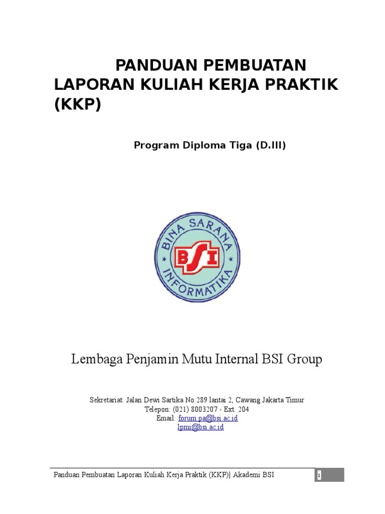 Panduan Laporan Kkp Bsi 2015