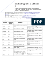 Engineering Parameters Supported in Different Network Systems