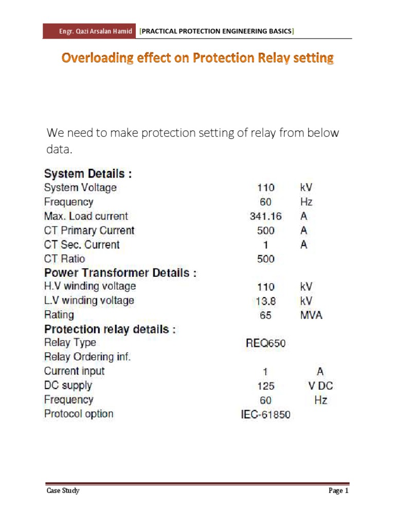 Relay Protection Settings Case Study | PDF | Electrical Engineering