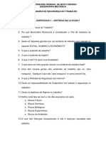 Lista de Exercícios 1 - Segurança No Trabalho