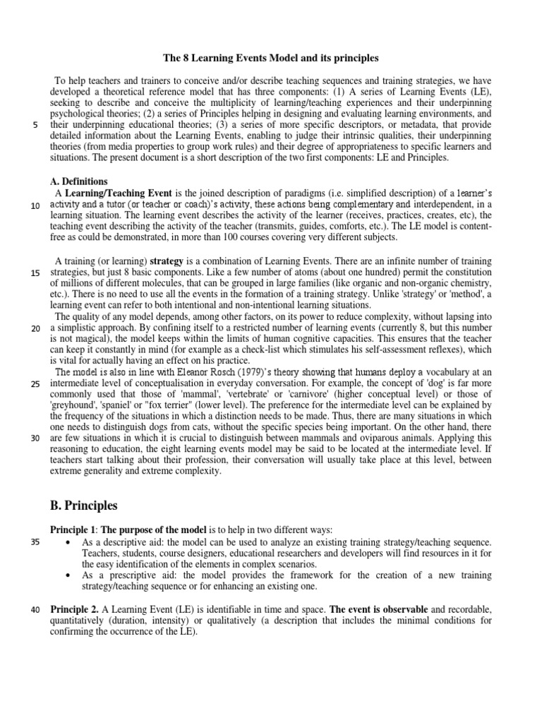 8 Learning Events Model Overview | PDF | Theory | Learning