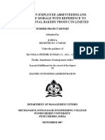 STUDY ON EMPLOYEE ABSENTEEISM AND EMPLOYEE MORALE WITH REFERENCE TO INTERNATIONAL BAKERY PRODUCTS LIMITED.doc