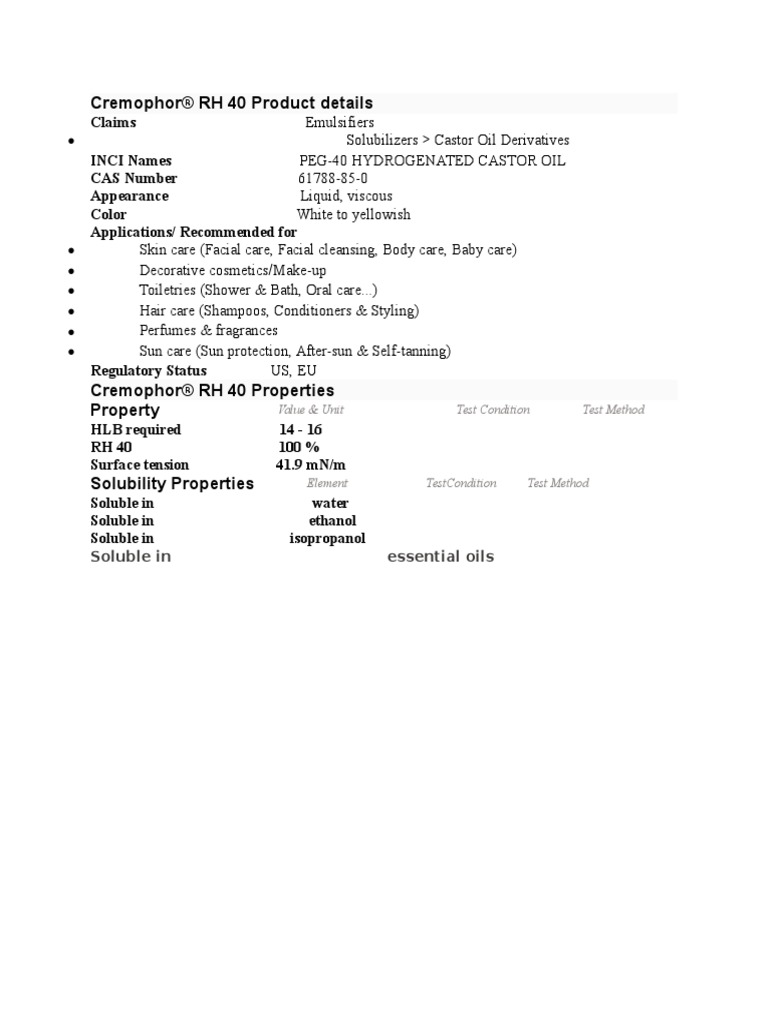 Caster Oil PDF Cosmetics Shampoo