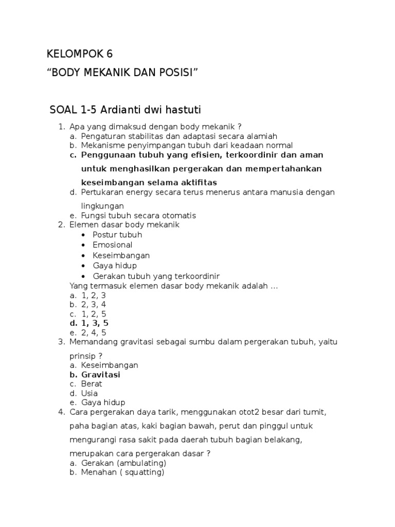 Soal Body Mekanik