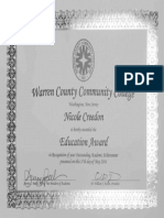 warren county education award certificate