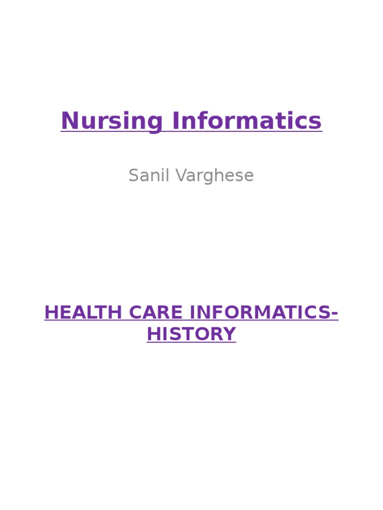 Nursing Informatics Overview and Applications | PDF | Health ...