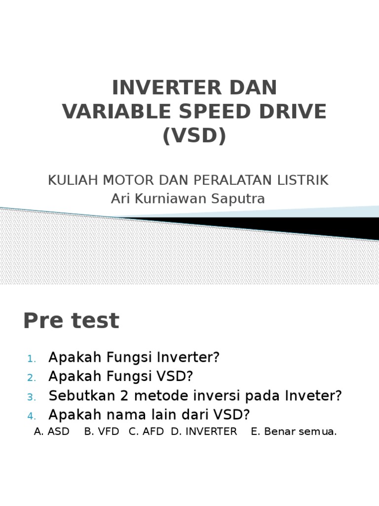 Variable Speed Drive (VSD) Dan Inverter | PDF | Power Inverter