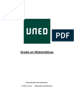 Exámenes Segundo Cuatrimestre Matemáticas Uned Primer Curso