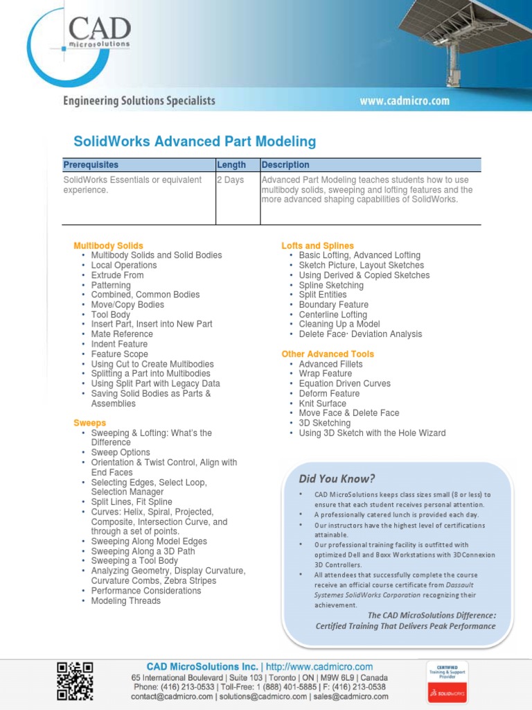 SOLIDWORKS ADVANCED PART MODELING TRAINING MANUAL PDF visual data 2