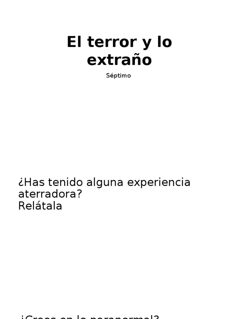 El Terror y Lo Extraño | PDF