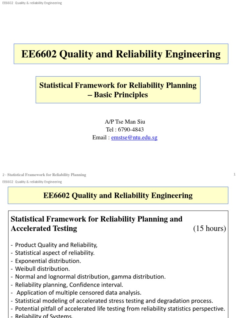2 Statistical Framework For Reliability Planning Basic - 