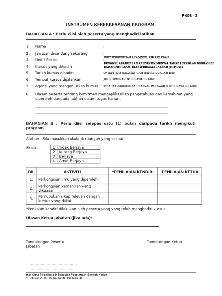 PK06-3 Instrumen Keberkesanan Program | PDF
