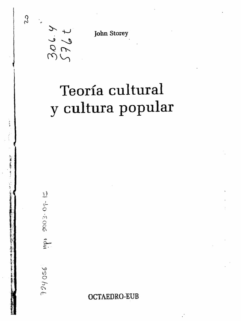 John Storey Teoría Cultural y Cultura Popular | PDF | Ideologías | marxismo