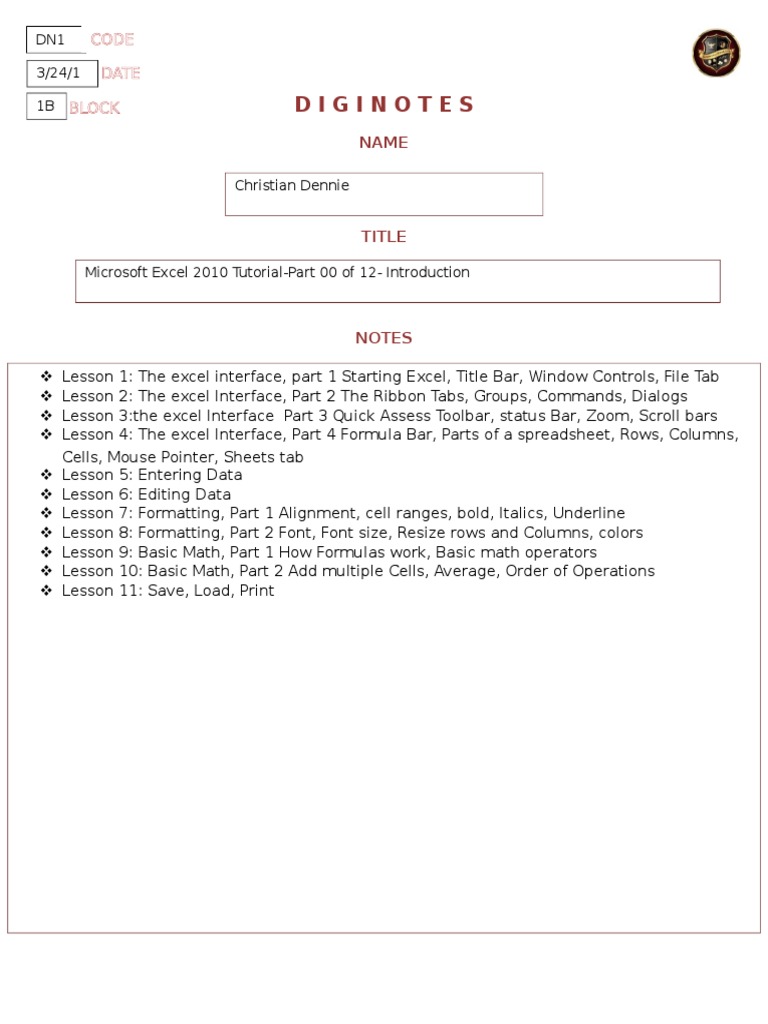 Excel 2010 Beginner's Guide | PDF
