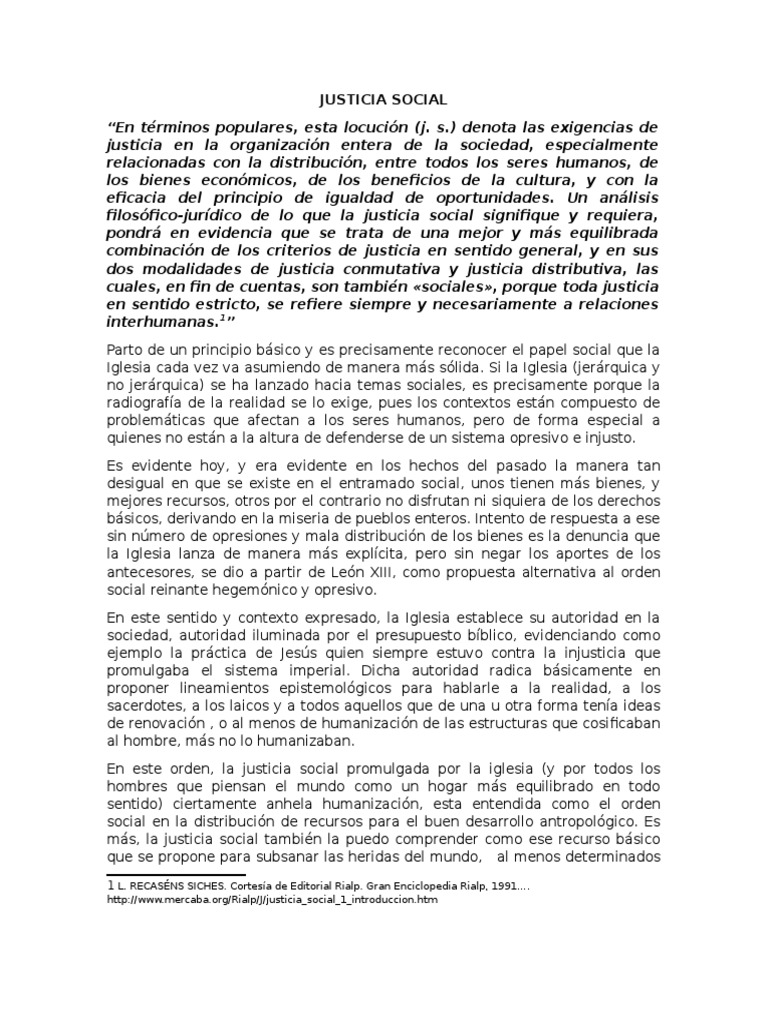 Justicia Social en la Iglesia Católica | PDF | Justicia social | Justicia