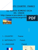 My Favorite Country: France By: Marita Romero Deza 4th. GRADE Cts/countries/argentina - HTML