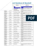 JV Baseball Schedule