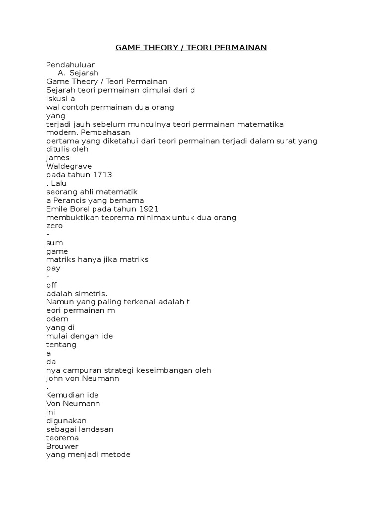 Contoh Soal Teori Permainan Strategi Campuran Berbagi