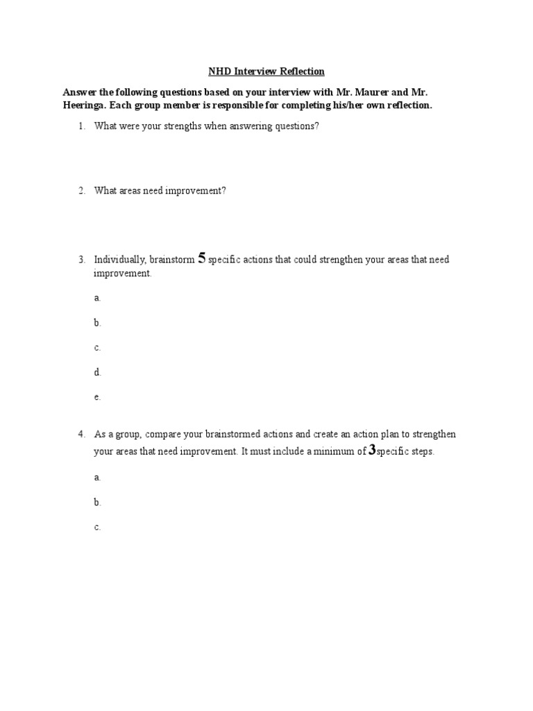 NHD Interview Reflection Guide | PDF