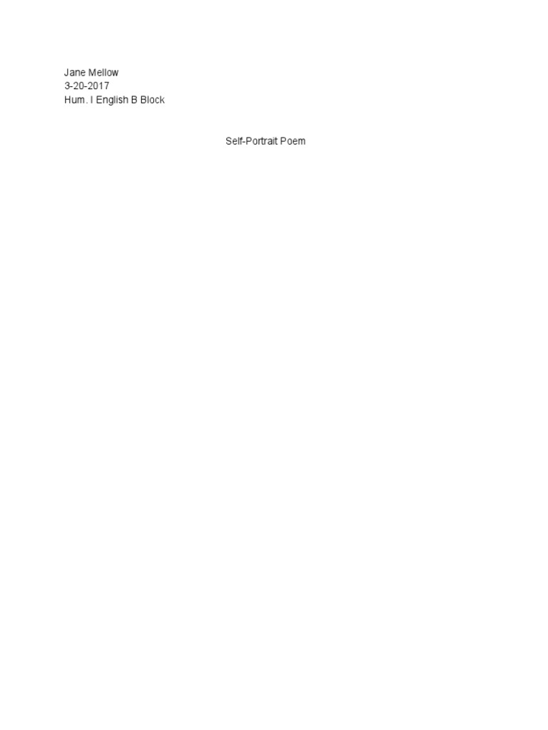 Self Portraitpoem | PDF