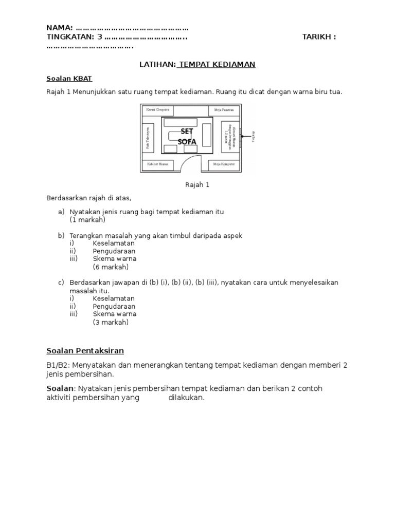 LATIAHAN TEMPAT KEDIAMAN