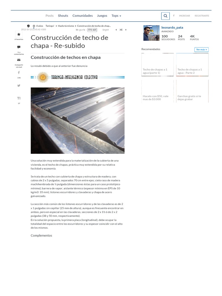 Construcción de techos de chapa | PDF | Aluminio | Aislamiento térmico