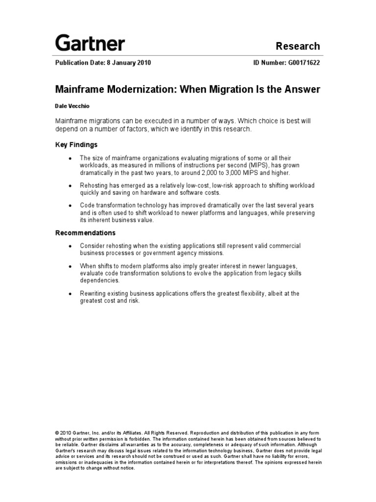 Gartner Research Mainframe Modernization PDF Linux Mainframe Computer