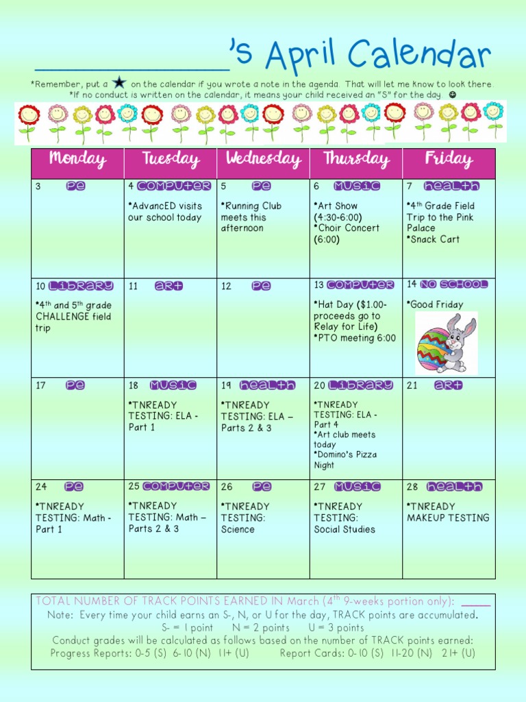 April Calendar 2017 Jones PDF