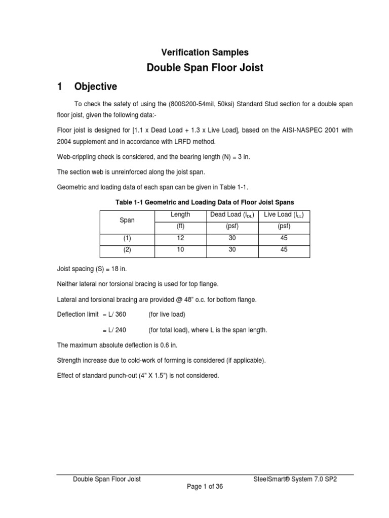 Double Span Floor Joist Buckling Strength Of Materials