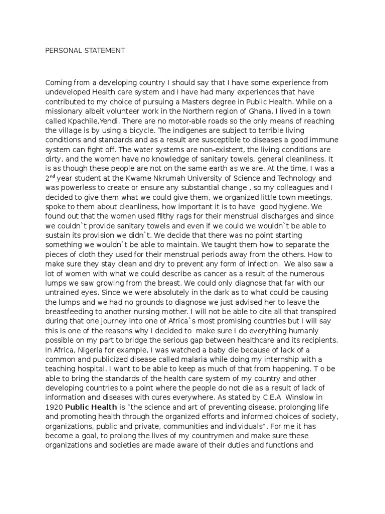 Global health masters personal statement image