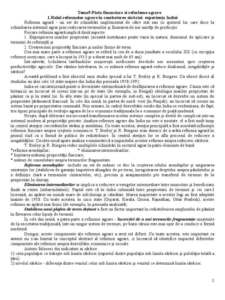 Piata Financiara Si Reforleme Agrare PDF