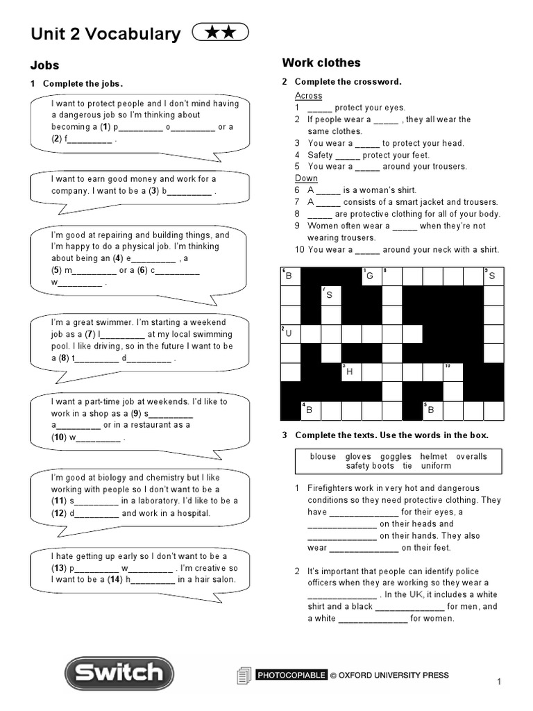 Unit 2 Vocabulary and Grammar Exercises | PDF