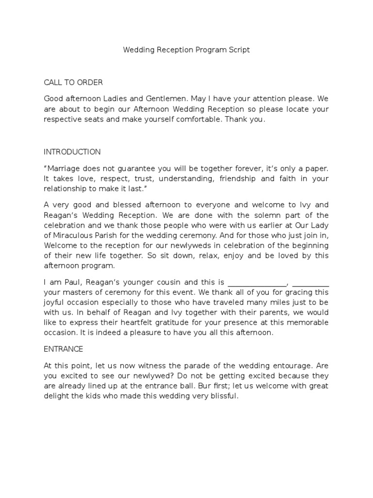 Master Of Ceremony In Wedding Script Pdf Wedding Bridesmaid