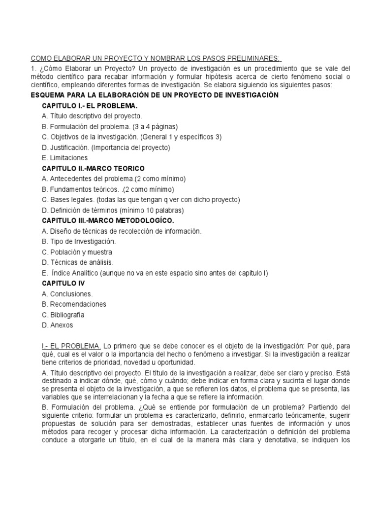 Pasos para Elaborar un Proyecto de Investigación | PDF | Hipótesis | Teoría