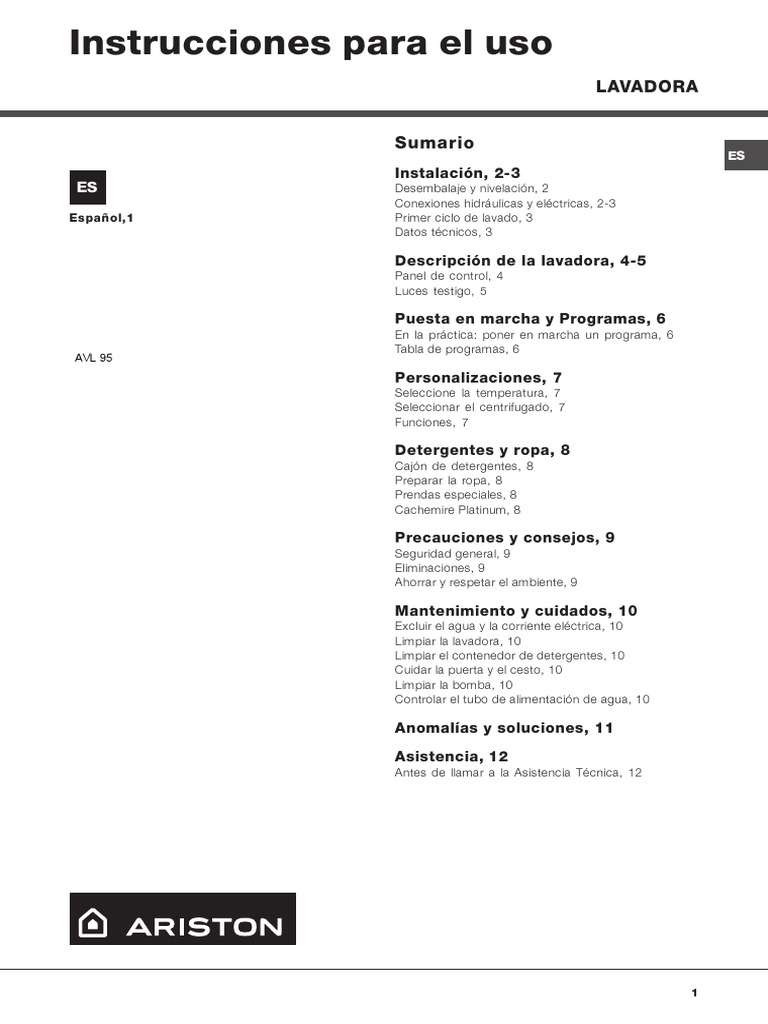 Avl 95 | PDF | Lavadora | Detergente