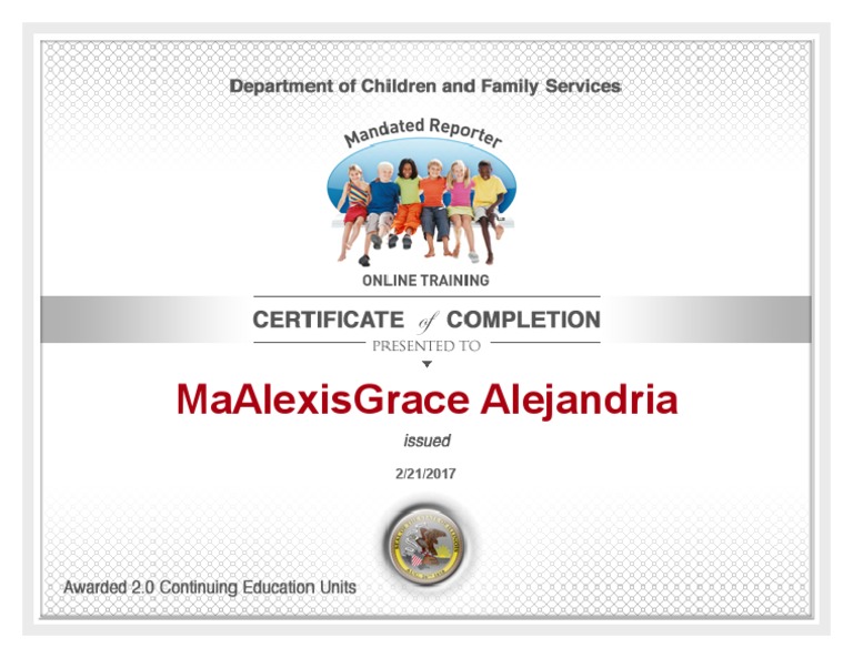 Mandated Reporter Certificate PDF Mandated Reporter Certificate PDF