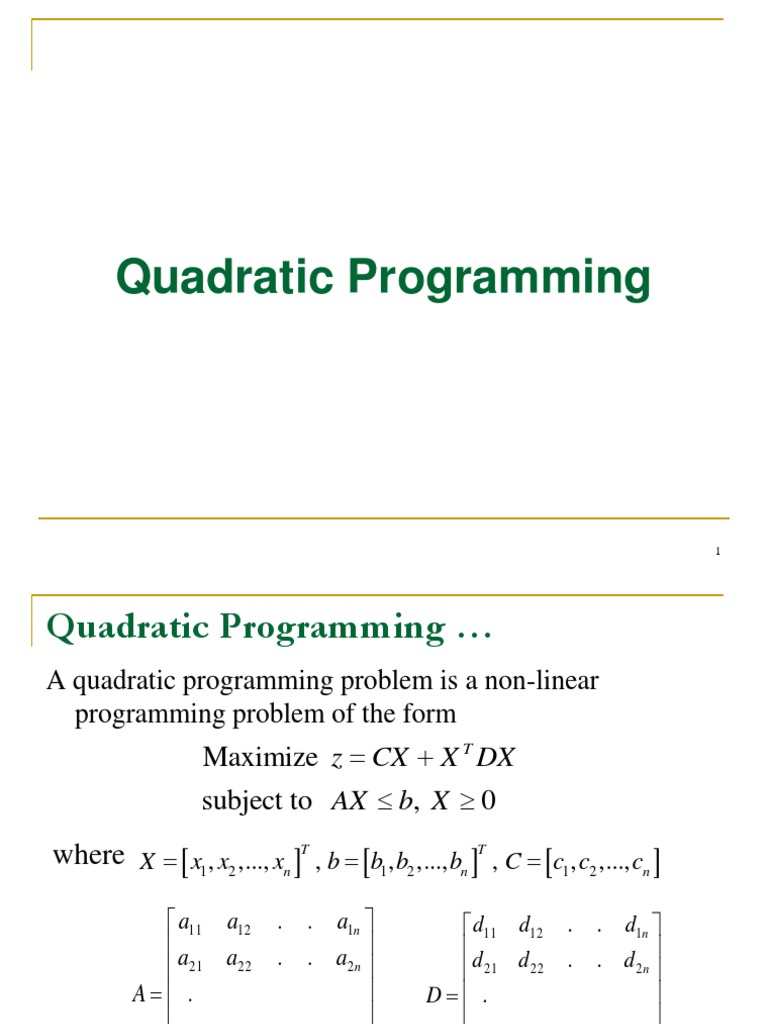 Quadratic Programming | PDF | Mathematical Optimization | Mathematical ...