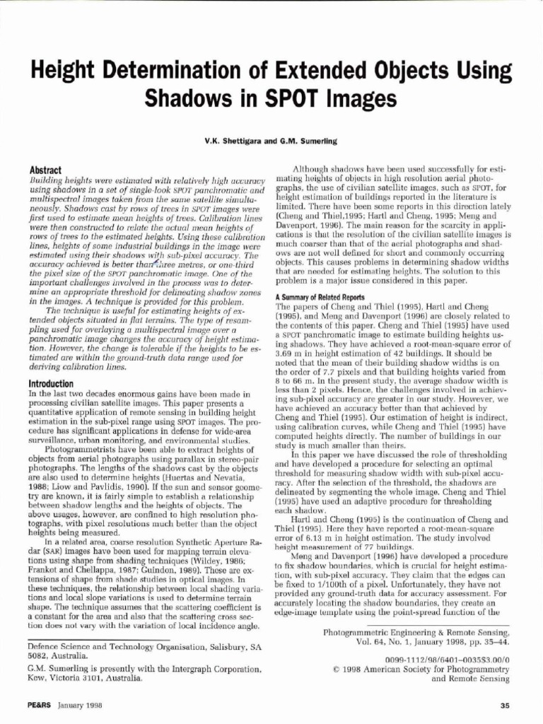 Estimating Building Heights from SPOT Shadows | PDF | Image Resolution ...
