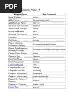 List of Run Commands in Windows 7 Program Name Run Command